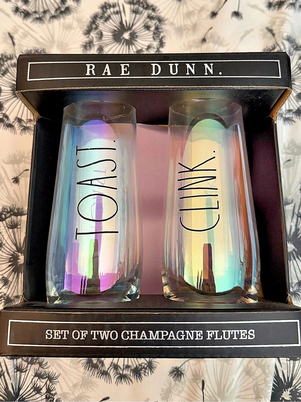 Rae Dunn Iridescent Champagne Flutes Set of 2 Toast Clink NWT